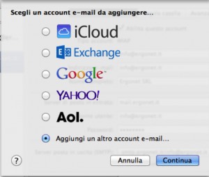 configurazione mail per mac