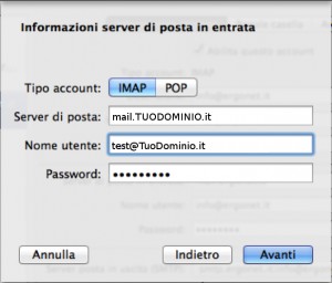 configurazione mail per mac